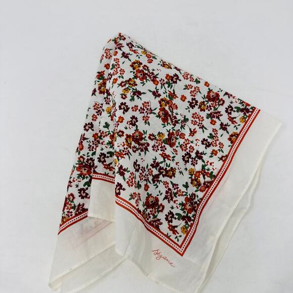 Sézane Floral Print Cotton Scarf Square Bandana 100% Organic Cotton - Picture 2 of 7